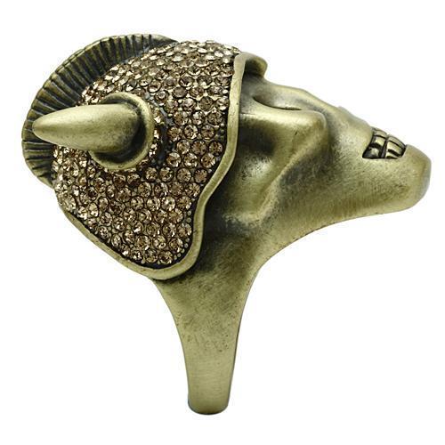 3W019 - Antique Copper White Metal Ring with Top Grade Crystal in