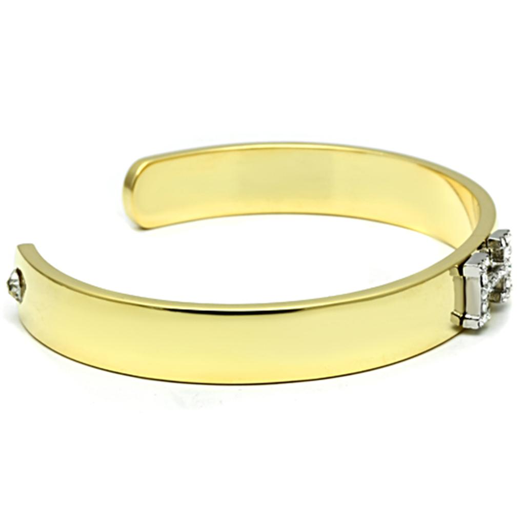 LO2577 - Gold+Rhodium White Metal Bangle with Top Grade Crystal in