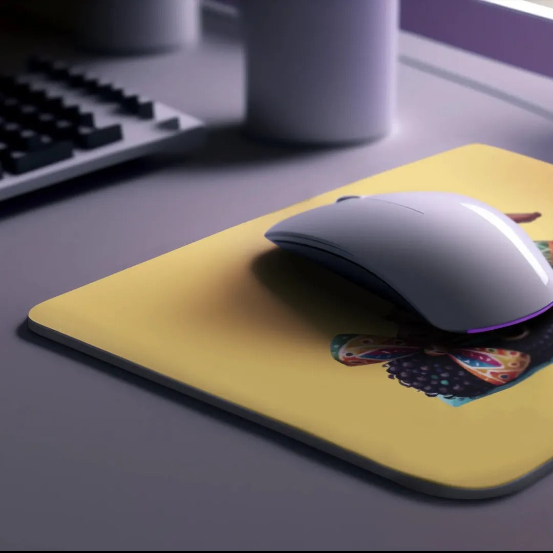 Afro Girl Yoga Pose Non-Slip Computer Mousepad Mouse Pad