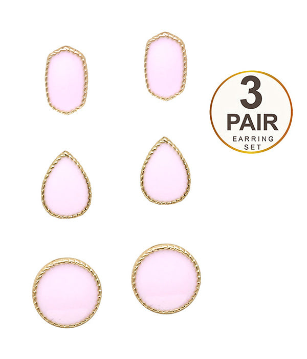 MULTI SHAPE 3 PAIR EARRING SET