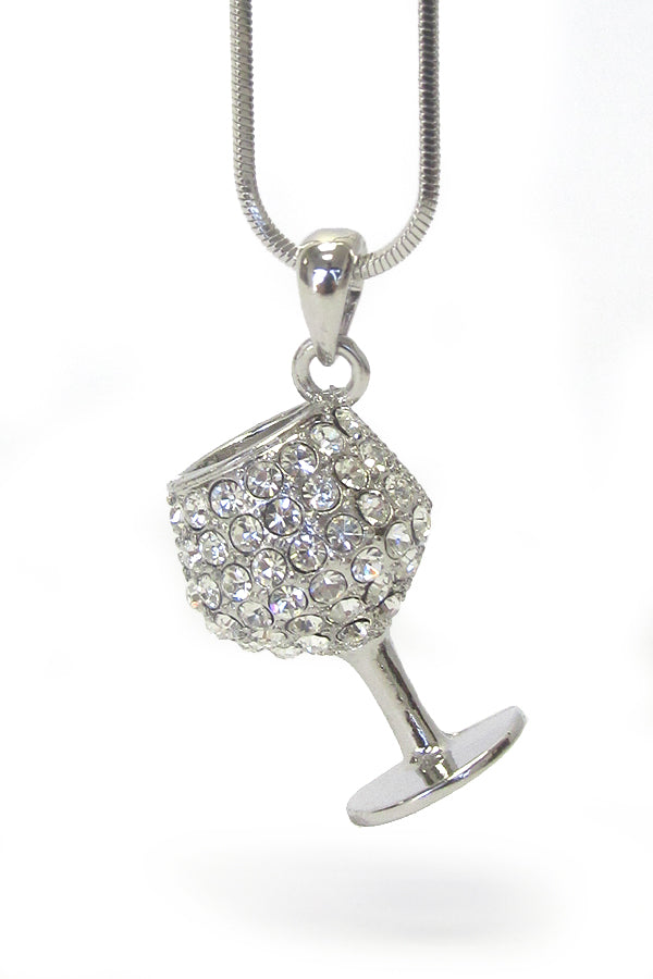 MADE IN KOREA WHITEGOLD PLATING CRYSTAL 3D MINIATURE WINE GLASSES