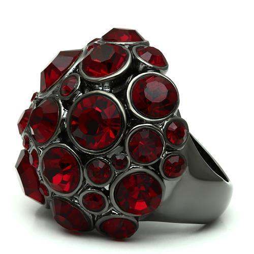 LO2501 - Ruthenium Brass Ring with Top Grade Crystal in Siam
