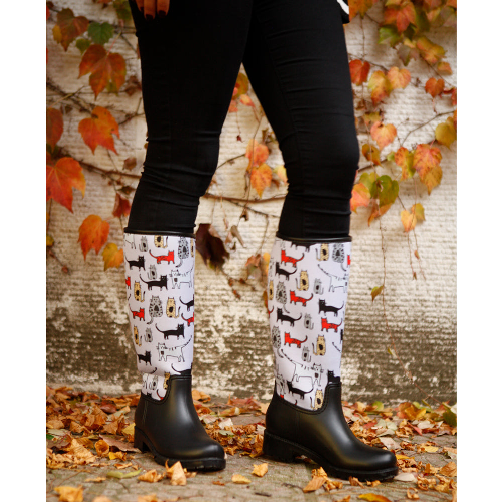 BiggDesign Cats Boots, Rain boot, 40 Size, Black Boots, Custom Design - Executive-Skincare