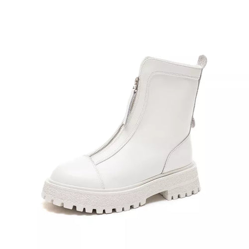 Autumn Winter Split Leather Women Ankle Boots Shoes Thick Bottom - Executive-Skincare