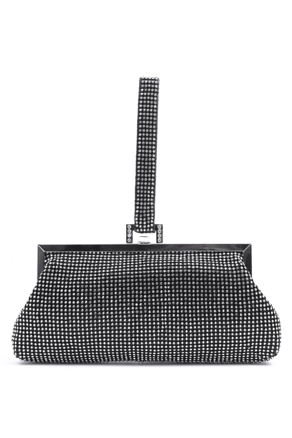 DIAMANTE EMBELLISHED CLUTCH BAG IN BLACK - Executive-Skincare