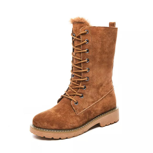 Winter Fur Snow Boots Women's Suede Leather Short Plush Oxford - Executive-Skincare