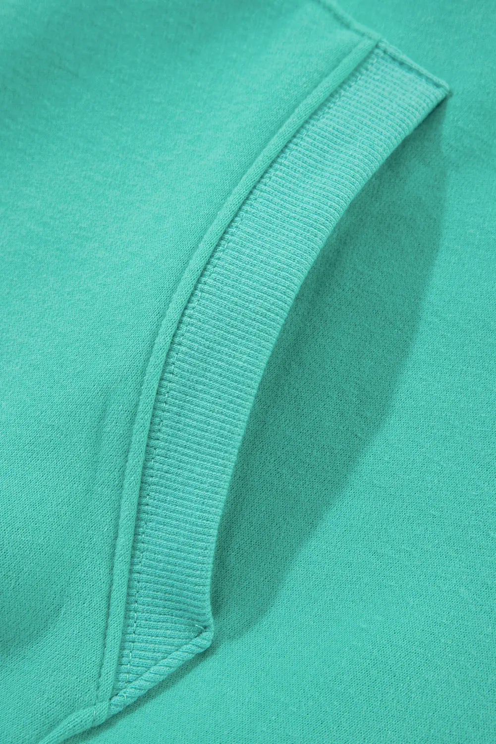 Mint Green Half Zip Kangaroo Pocket Drop Shoulder Hoodie - Image #7