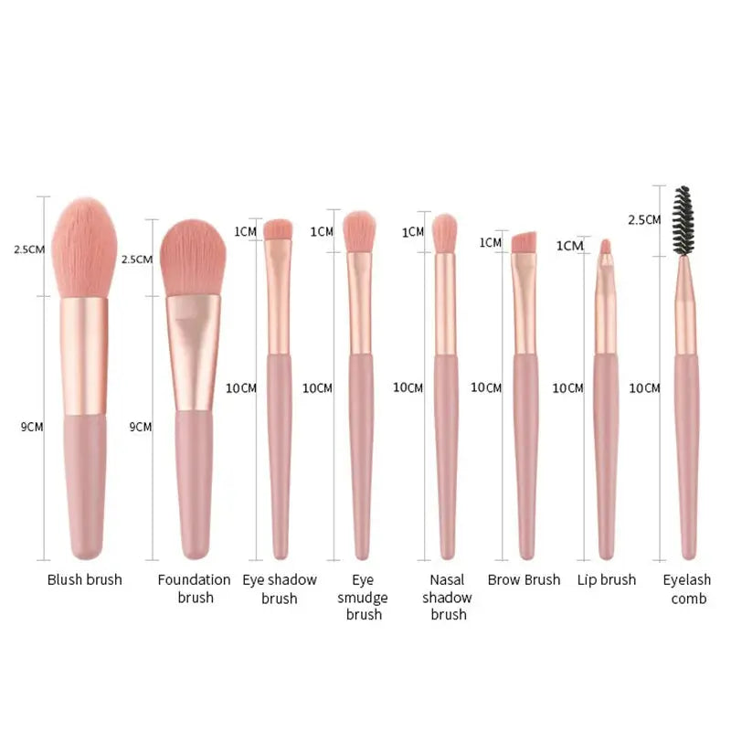 8Pcs Mini Travel Soft Makeup Brushes Set Portable Eye Shadow Brush Foundation Powder Eyelash Concealer Blush Make Up Brush Set - Image #6