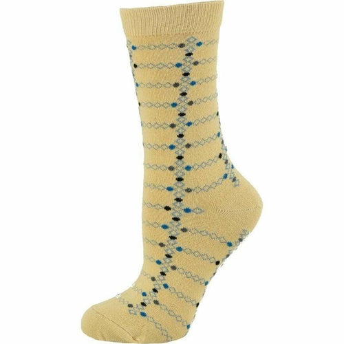 Women's Cotton Geometric Pattern Crew Sock, Made in Turkey