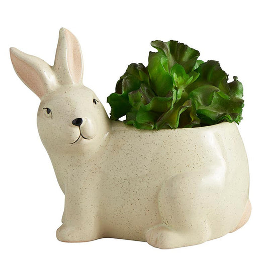 Green Rabbit Ceramic Planter | Cute Forest Bunny Shaped Succulents