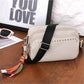 Women Small Crossbody Bag Beige With Multiple Pockets Trendy Tassel