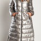 Long winter jacket with hood, 2237, silver