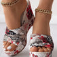 Women Shoes Fashion Shoes Casual Flip Flops Summer Vintage Floral Print Peep Toe Wedge Slippers - Image #2