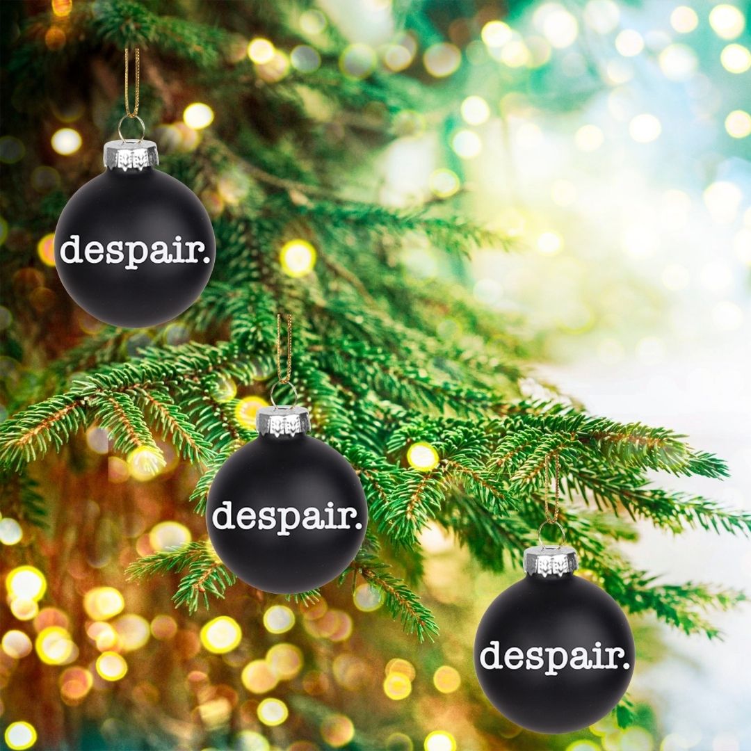 Despair Holiday Mini Glass Ornament in Black