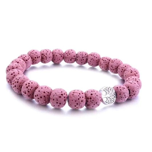 Pink Tree Of Life Lava Stone Essential Oil Bracelet - Image #1