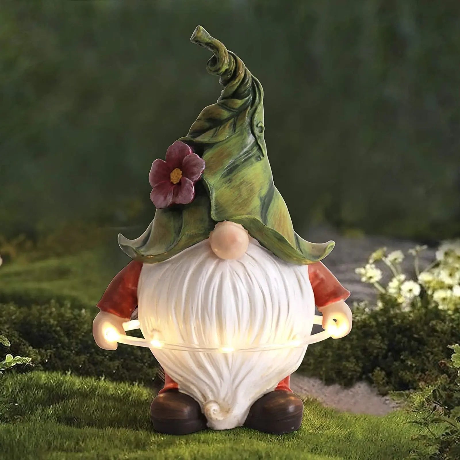 Outdoor Garden Dwarf Statue-resin Dwarf Statue Carrying Magic Ball Solar Led Light Welcome Sign Gnome Yard Lawn Large Figurine - Executive-Skincare