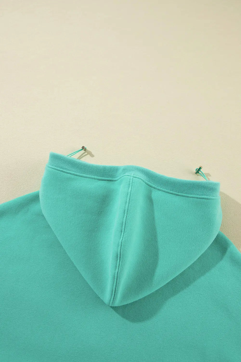 Mint Green Half Zip Kangaroo Pocket Drop Shoulder Hoodie - Image #5