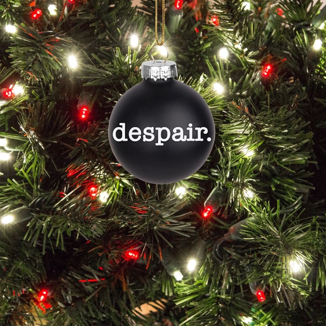 Despair Holiday Mini Glass Ornament in Black