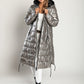 Long winter jacket with hood, 2237, silver