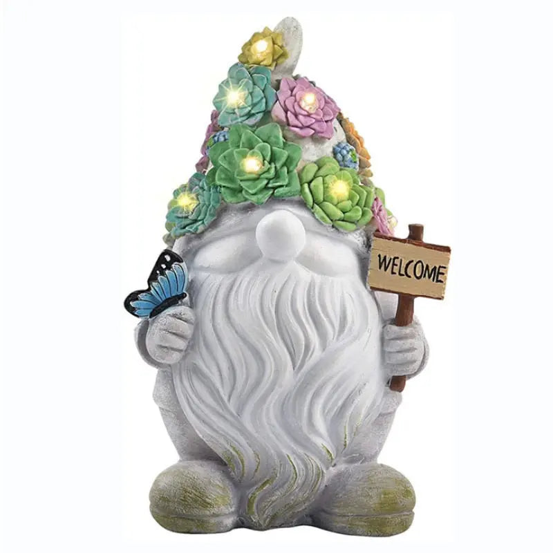 Outdoor Garden Dwarf Statue-resin Dwarf Statue Carrying Magic Ball Solar Led Light Welcome Sign Gnome Yard Lawn Large Figurine - Executive-Skincare