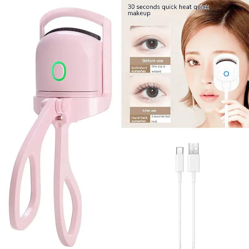 Portable Electric Heated Eyelash Curler Long-Lasting Eye Lashes Thermal Makeup Tool for Perfect Curls - Image #1