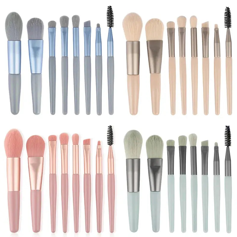 8Pcs Mini Travel Soft Makeup Brushes Set Portable Eye Shadow Brush Foundation Powder Eyelash Concealer Blush Make Up Brush Set - Image #2