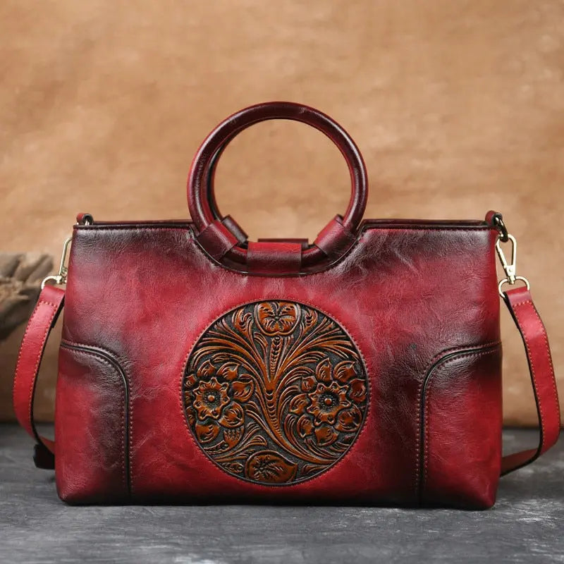 2022 New High Quality Leather Women Handbag Retro Handmade Embossed Shoulder Bag For Women Large Capacity Female Messenger Bags - Executive-Skincare