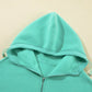 Mint Green Half Zip Kangaroo Pocket Drop Shoulder Hoodie - Image #8