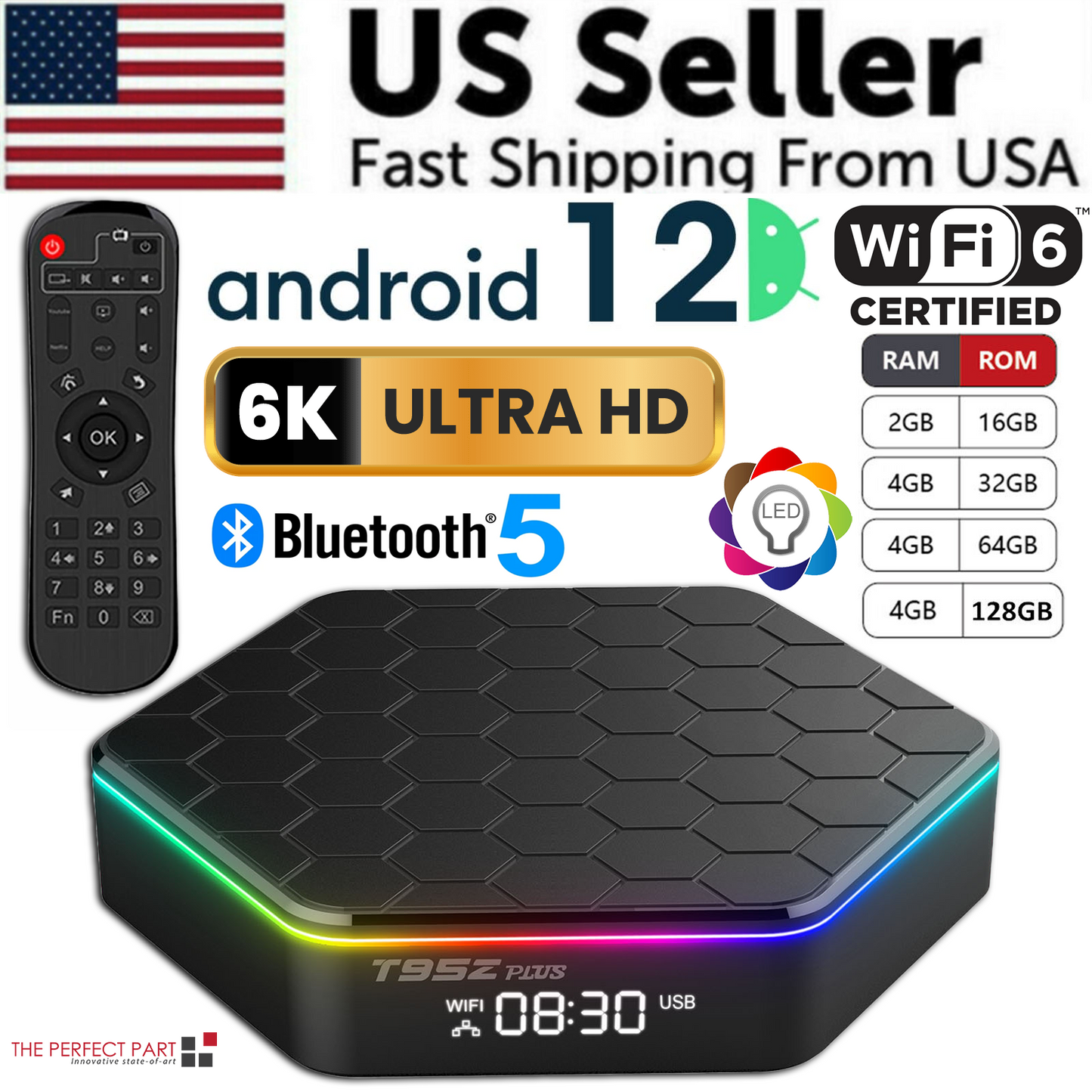 2023 Upgraded T95Z Plus Smart Android 12.0 TV Box Quad Core 6K HD