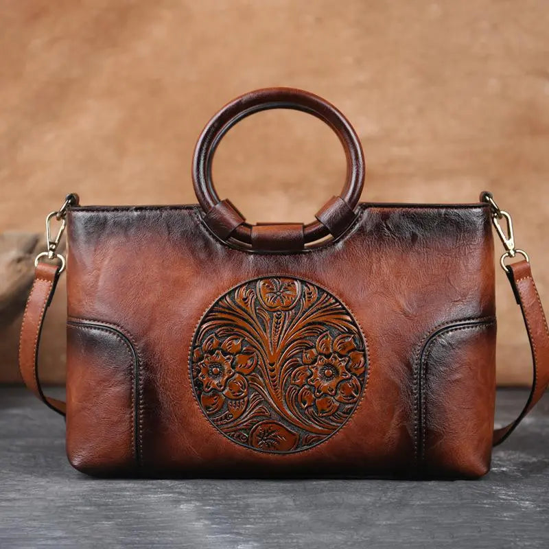 2022 New High Quality Leather Women Handbag Retro Handmade Embossed Shoulder Bag For Women Large Capacity Female Messenger Bags - Executive-Skincare