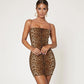 Animal print sexy short party dress Women winter mini bodycon