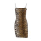 Animal print sexy short party dress Women winter mini bodycon