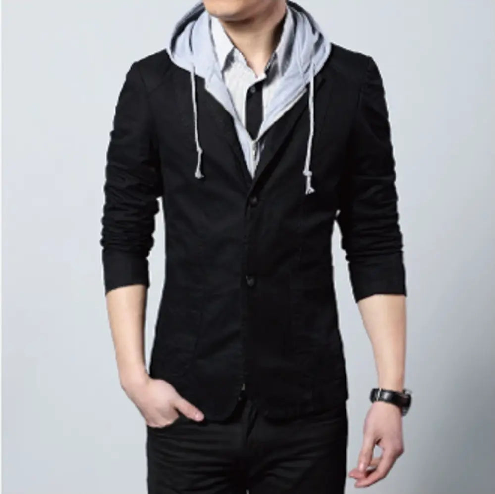 Mens Street Style Hooded Blazer - Image #4