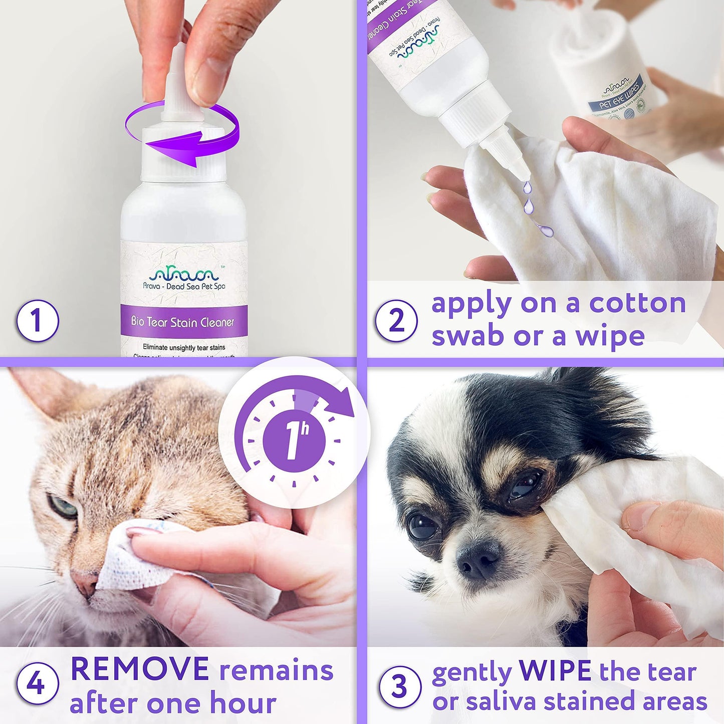 Arava   Tear Stain Remover   Eye Stain Cleaner for Dogs & Cats