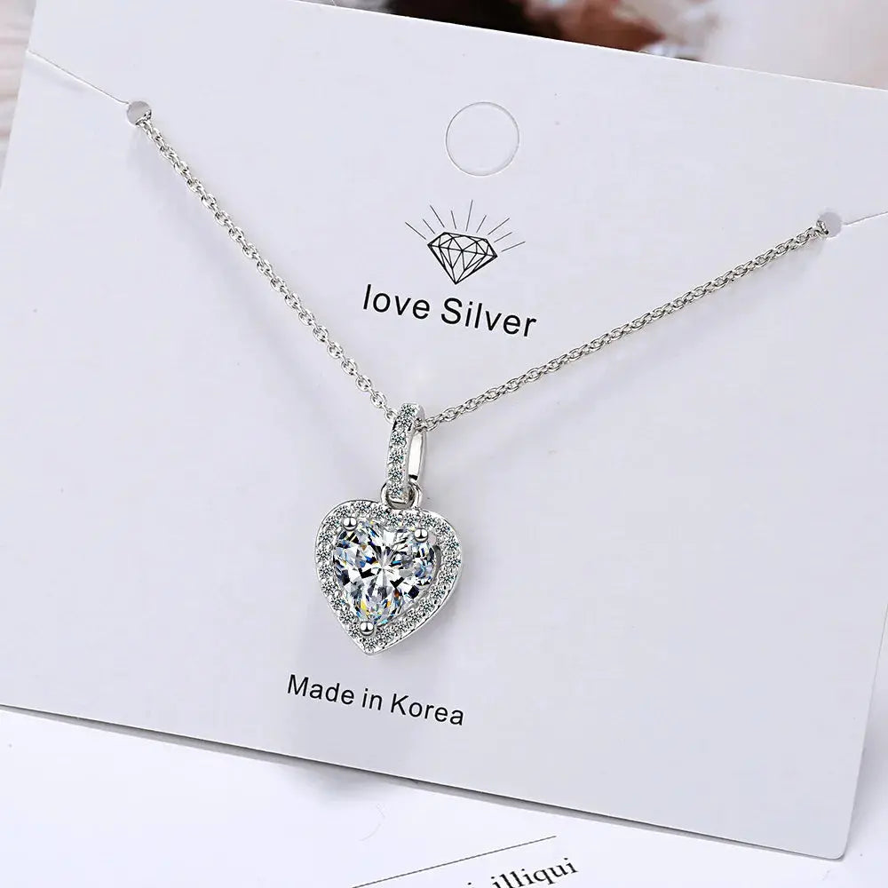 925 Sterling Silver Zircon Heart Pendants Necklaces For Women Luxury Designer Jewelry Gift Female Free Shipping Items GaaBou - Image #4