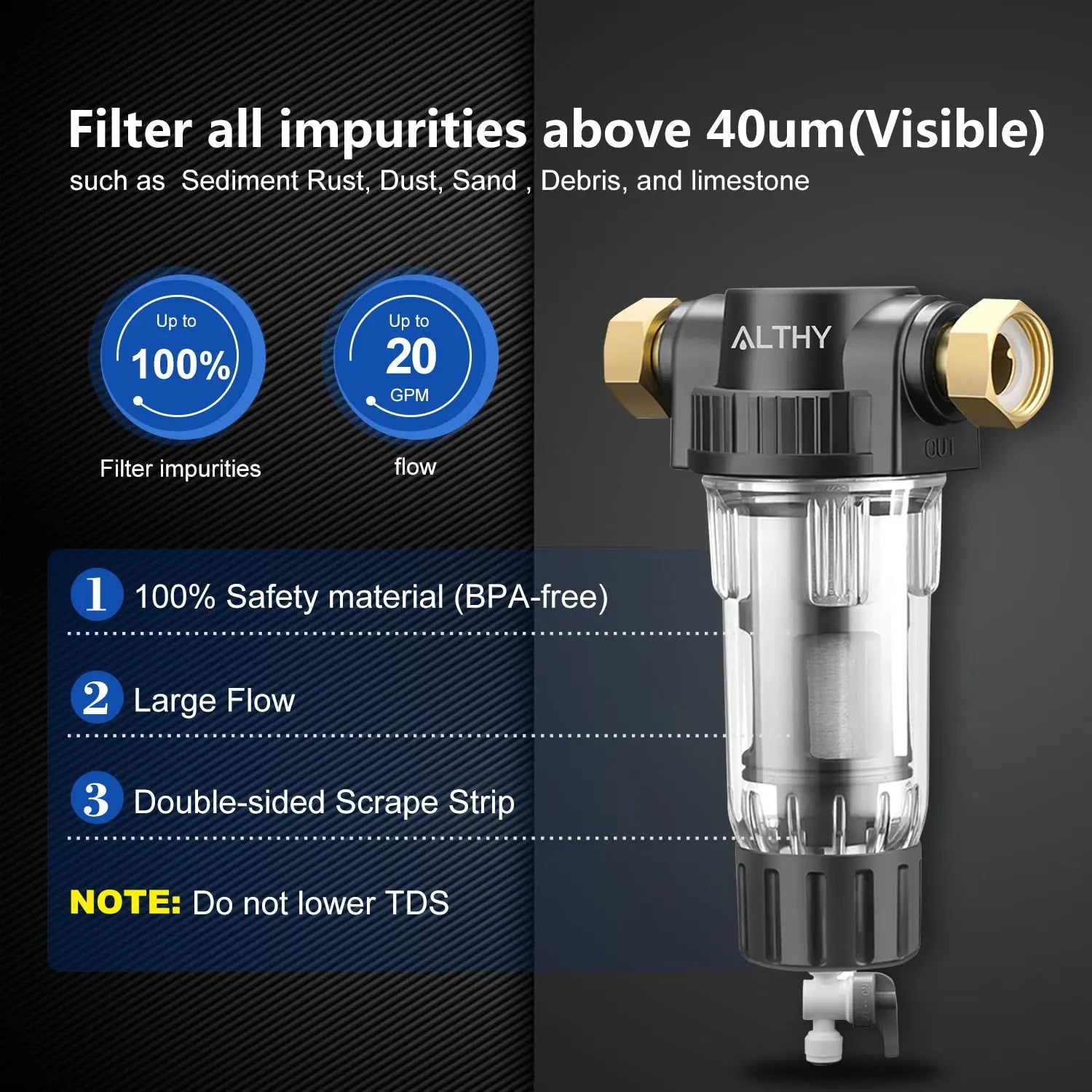 Pre filter Whole House Spin Down Sediment Water Filter Central Prefilter Purifier System Backwash Stainless Steel Mesh - Executive Quality Store