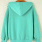 Mint Green Half Zip Kangaroo Pocket Drop Shoulder Hoodie - Image #2