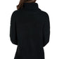 Women Black Cozy Long Sleeves Turtleneck Sweater