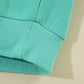 Mint Green Half Zip Kangaroo Pocket Drop Shoulder Hoodie - Image #4