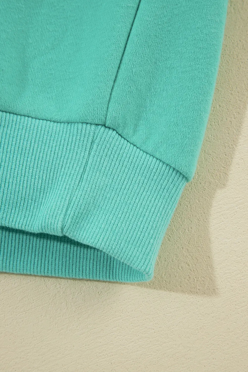 Mint Green Half Zip Kangaroo Pocket Drop Shoulder Hoodie - Image #4