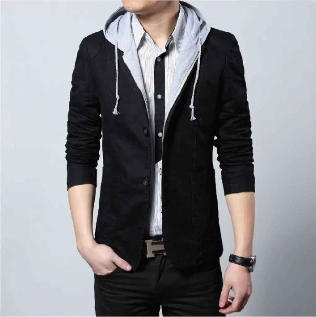 Mens Street Style Hooded Blazer - Image #1