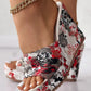 Women Shoes Fashion Shoes Casual Flip Flops Summer Vintage Floral Print Peep Toe Wedge Slippers - Image #5