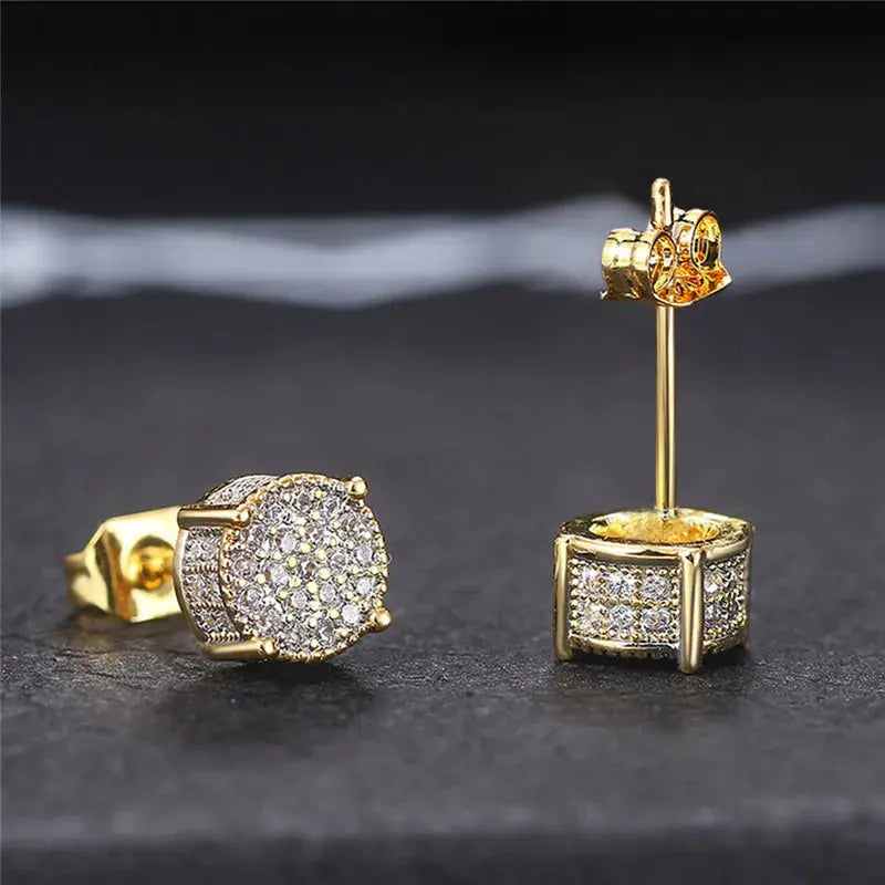 Huitan Dainty Stud Earrings for Women/Men Paved White CZ Silver Color/Gold Color Couple Earrings Fashion Versatile Ear Jewelry - Image #5