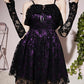 Purple Gothic Lace Up Back Cami Dress Halloween Costume Without Gloves