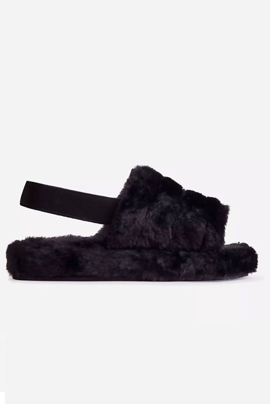 Faux Fur Fluffy Stripe Slippers