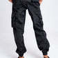 Womens Black Cargo Trousers - Cuffed