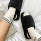 Faux Fur Fluffy Stripe Slippers