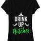 DRINK UP WITCHES Halloween Shirt with Green Glitter Print