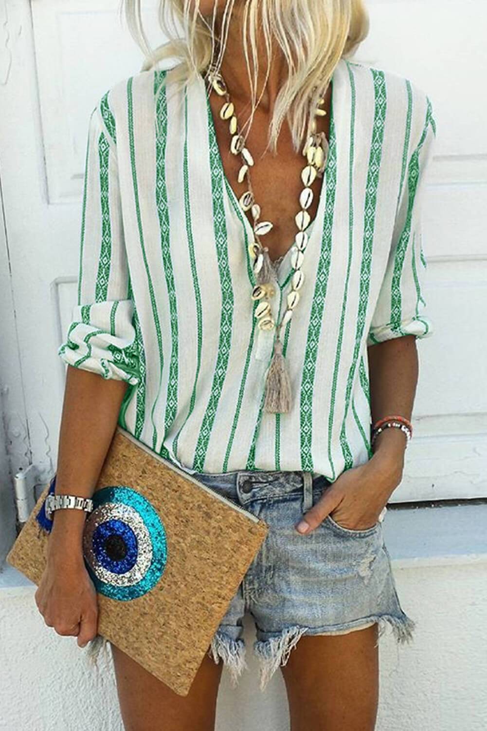 Button Up Long Sleeve Blouse