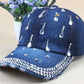 New Denim Hip Hop Caps Fashion Leisure Woman Cap With Water Drop Rhinestones Vintage Jean Cotton Baseball Caps